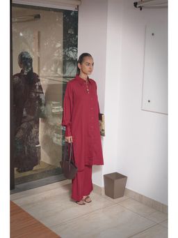 House of Surkh - Deep Maroon Kurta with Palazzo (Set of 2)