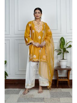 House of Surkh - Rangat Mustard Kurta with Pant (Set of 2)