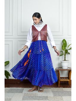 House of Surkh - Vibrant Blue Chiffon Leheriya Skirt