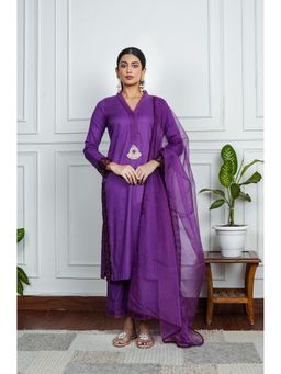 House of Surkh - Purple Lawn Kurta with Pant and Dupatta