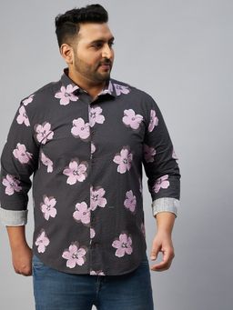SHOWOFF - Men Comfort Fit Cotton Grey Floral Shirt