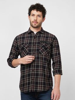 Spykar - Full Sleeve Checks Black Shirt