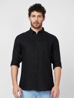 Spykar - Full Sleeve Solid Black Shirt