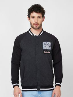 Spykar - Mandarin Collar Full Sleeve Grey Sweatshirt