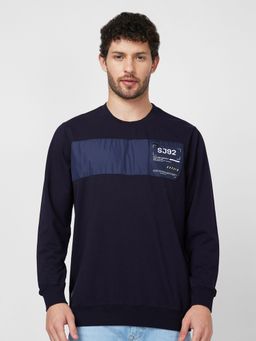 Spykar - Slim Fit Round Neck Full Sleeve Navy Blue Sweatshirt