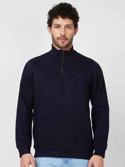 Spykar - High Neck Full Sleeve Navy Blue Sweatshirt