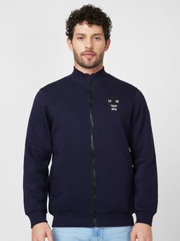 Spykar - High Neck Full Sleeve Navy Blue Sweatshirt