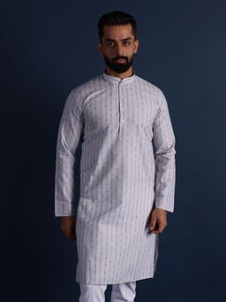 Lightpole - Men Cotton Grey Kurta