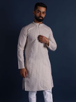 Lightpole - Men Cotton Cream Kurta