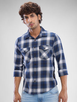 Spykar - Mens Full Sleeve Slim Fit Checkered Brown Shirt