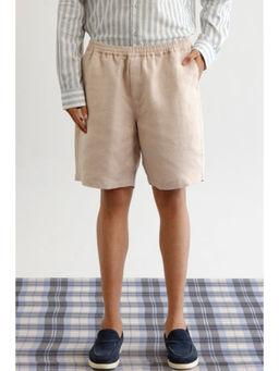No Grey Area - Beige Elasticated Linen Shorts
