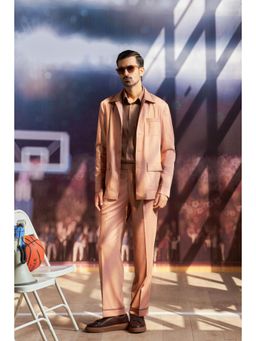 Philocaly - Karl Set Regular Fit Peach Solid Shacket And Trouser