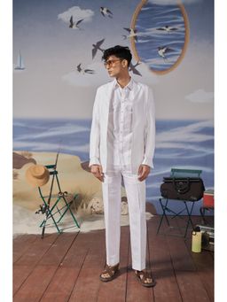 Philocaly - Axton Suit Slim Fir White Shacket And Trouser