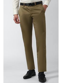 Van Heusen - Men Olive Solid Slim Fit Trousers