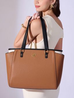 Lavie Signature - Tan Synthetic Leather Women Tote Bag