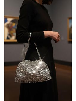 MINI WESST - Silver Metal Women Clutch