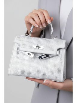 MINI WESST - Silver Suede Women Clutch