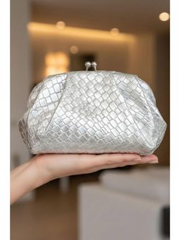 MINI WESST - Silver Leather Women Clutch