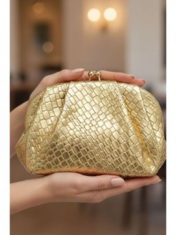 MINI WESST - Gold Leather Women Clutch
