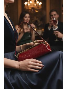MINI WESST - Maroon Leather Women Clutch