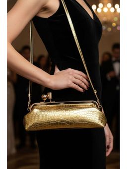 MINI WESST - Gold Leather Women Clutch