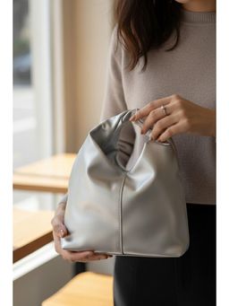 MINI WESST - Silver Leather Women Handbag