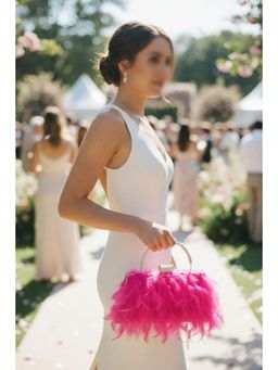 MINI WESST - Pink Feather Women Clutch