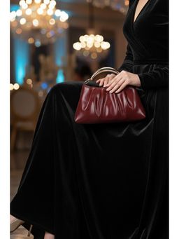 MINI WESST - Maroon Leather Women Clutch
