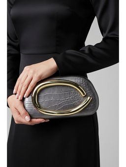 MINI WESST - Silver Leather Women Clutch