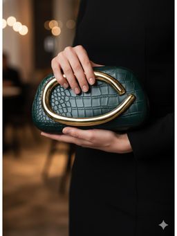 MINI WESST - Green Leather Women Clutch