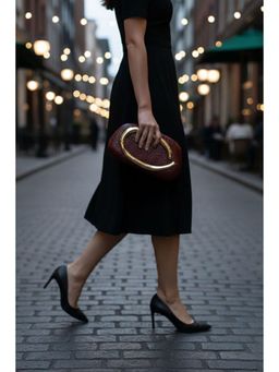 MINI WESST - Maroon Leather Women Clutch