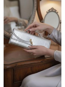 MINI WESST - Silver Leather Women Clutch