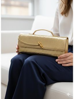 MINI WESST - Gold Leather Women Clutch
