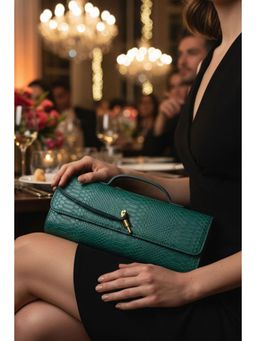MINI WESST - Green Leather Women Clutch