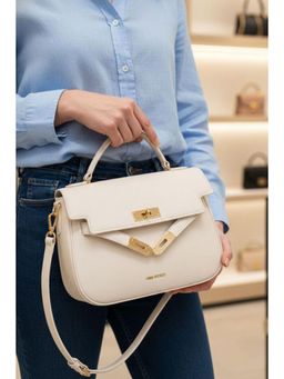MINI WESST - Off White Leather Women Sling Bag