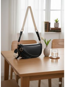 MINI WESST - Black Leather Women Sling Bag