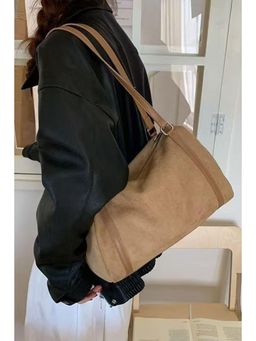 MINI WESST - Khaki Suede Women Duffle Bag