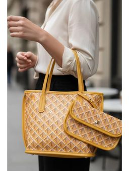 MINI WESST - Yellow Leather Women Handbag with Pouch