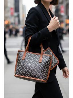 MINI WESST - Brown Leather Women Handbag with Pouch