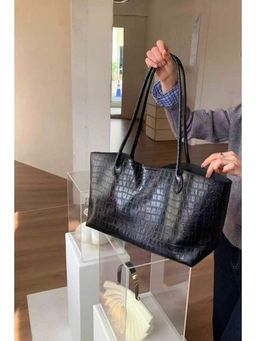 MINI WESST - Black Leather Women Tote Bag