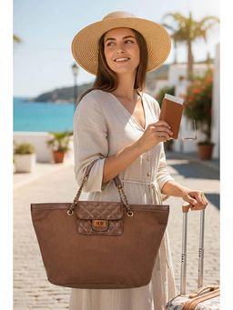 MINI WESST - Brown Suede Women Tote Bag