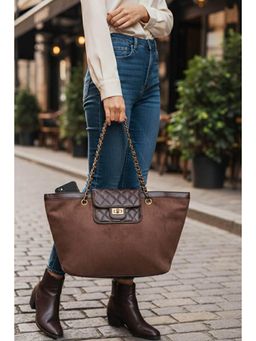 MINI WESST - Brown Suede Women Tote Bag