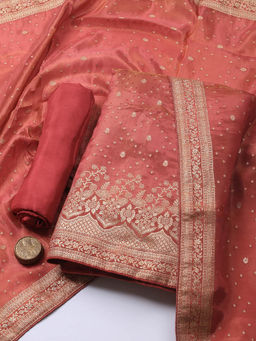MEENA BAZAAR - Art Silk Unstitched Kurta with Bottom and Dupatta