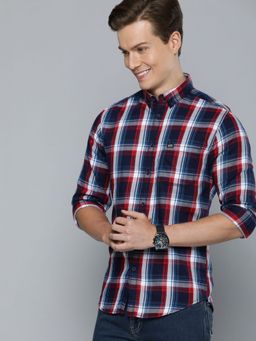 The Indian Garage Co - Men's Slim Fit Checkered Cutaway Collar Casual Shirt