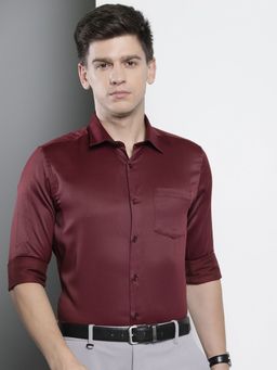 The Indian Garage Co - Men's Slim Fit Solid Cutaway Collar Formal Shirt