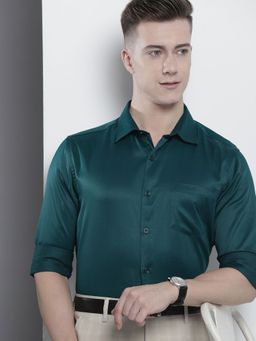 The Indian Garage Co - Men's Slim Fit Solid Cutaway Collar Formal Shirt