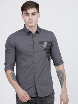 The Indian Garage Co - Men's Slim Fit Placement Print Cutaway Collar Casual Shirt