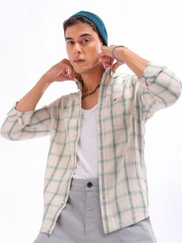 The Indian Garage Co - Men's Slim Fit Checkered Cutaway Collar Casual Shirt