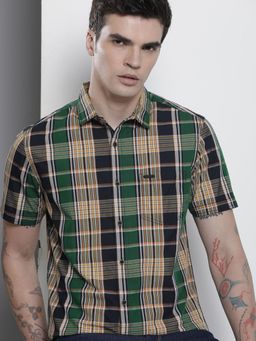 The Indian Garage Co - Men's Slim Fit Checkered Half Sleeves Casual Shirt