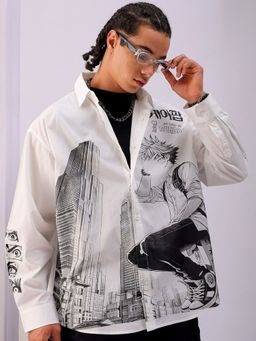 The Indian Garage Co - Men's Oversized Anime Print Street Wear Shirt